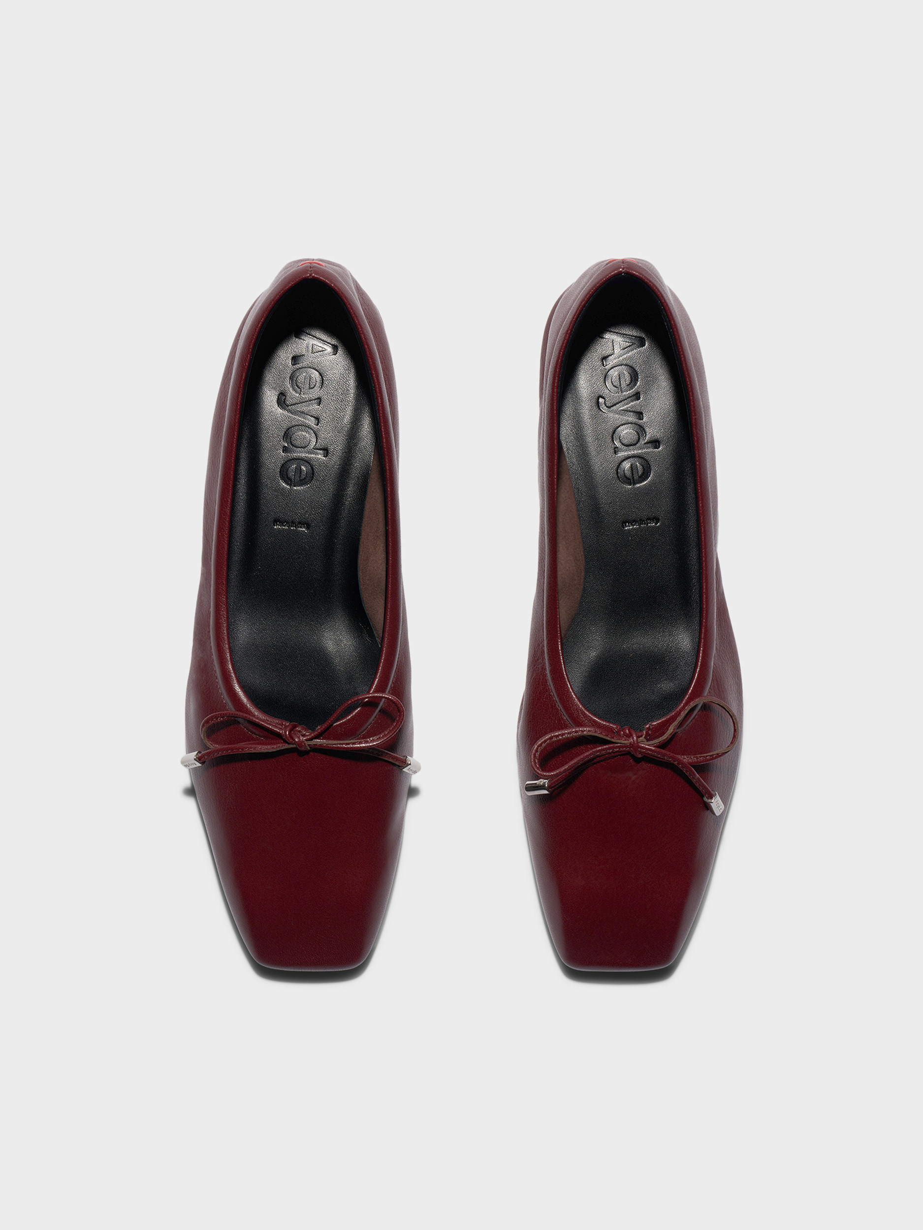 Aeyde | Nomi Glove Leather Flats for Women | Port Lambskin | Square Toe | Flat Heel | Front View