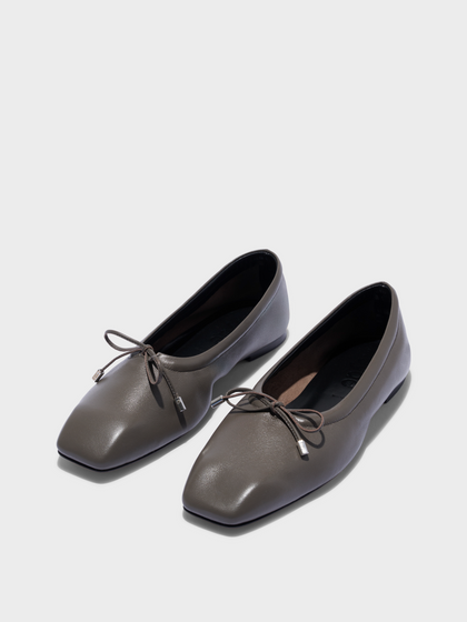 Aeyde | Nomi Glove Leather Flats for Women | Taupe Lambskin | Square Toe | Flat Heel | Luxury Materials | Handmade in Italy