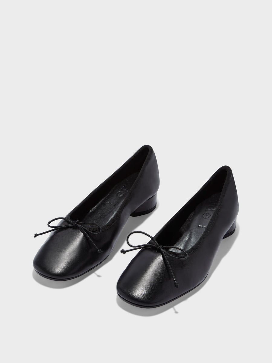 Aeyde | Onda Leather Flats for Women | Black Nappa | Round Toe | Low Heel | Luxury Materials | Handmade in Italy