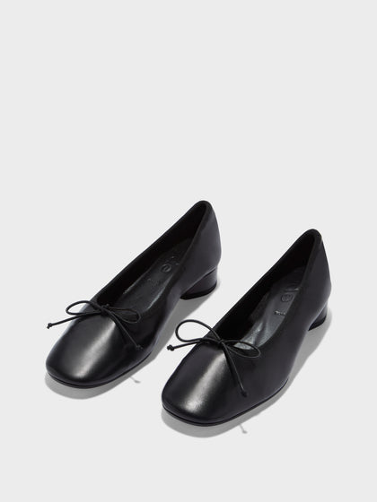Aeyde | Onda Leather Flats for Women | Black Nappa | Round Toe | Low Heel | Luxury Materials | Handmade in Italy