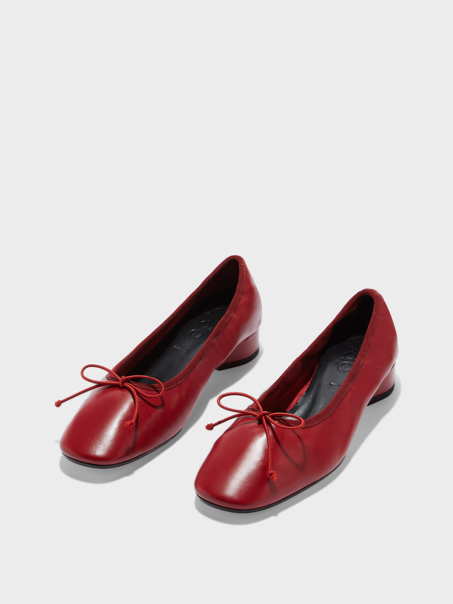 Aeyde | Onda Leather Flats for Women | Scarlet Nappa | Round Toe | Low Heel | Luxury Materials | Handmade in Italy