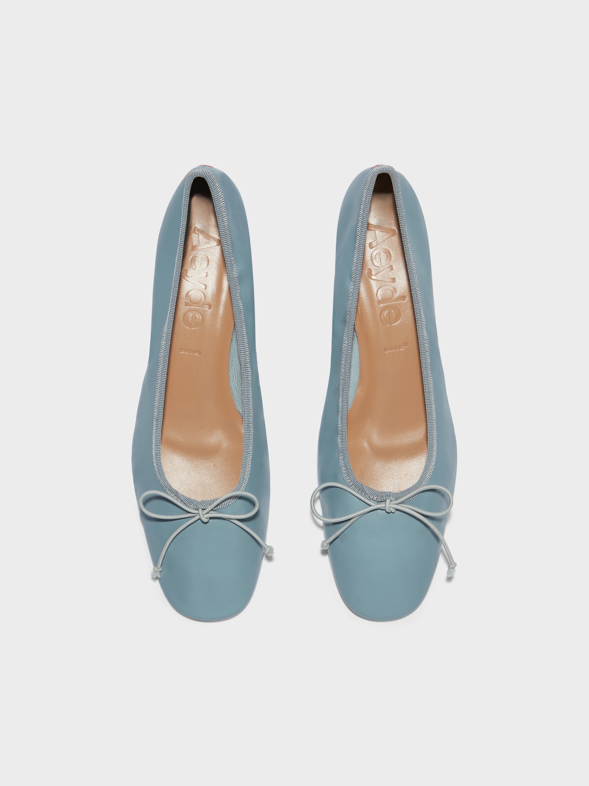 Aeyde | Onda Leather Flats for Women | Glass Nappa | Round Toe | Low Heel | Front View