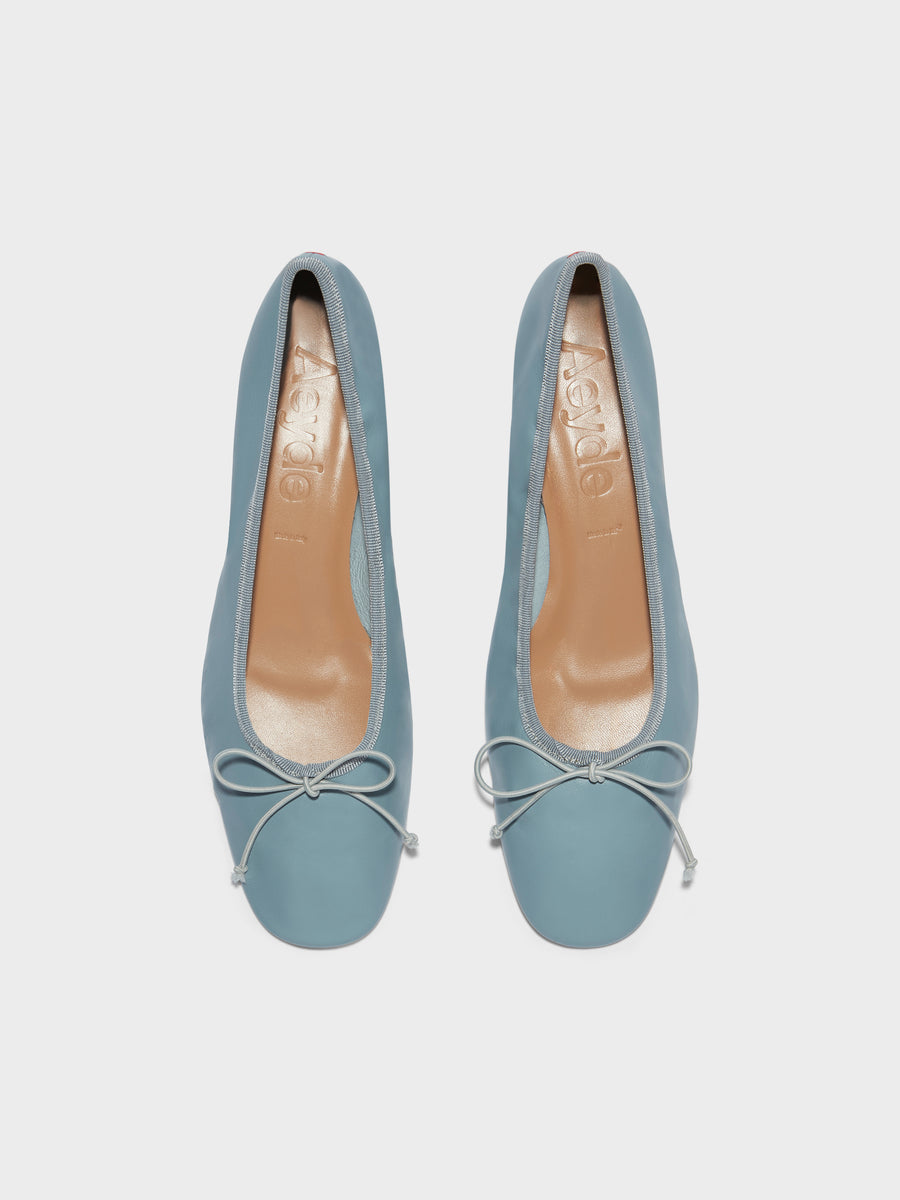 Aeyde | Onda Leather Flats for Women | Glass Nappa | Round Toe | Low Heel | Front View