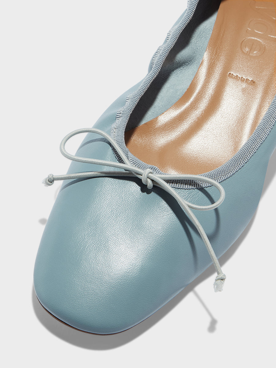 Aeyde | Onda Leather Flats for Women | Glass Nappa | Round Toe | Low Heel | Heel Details