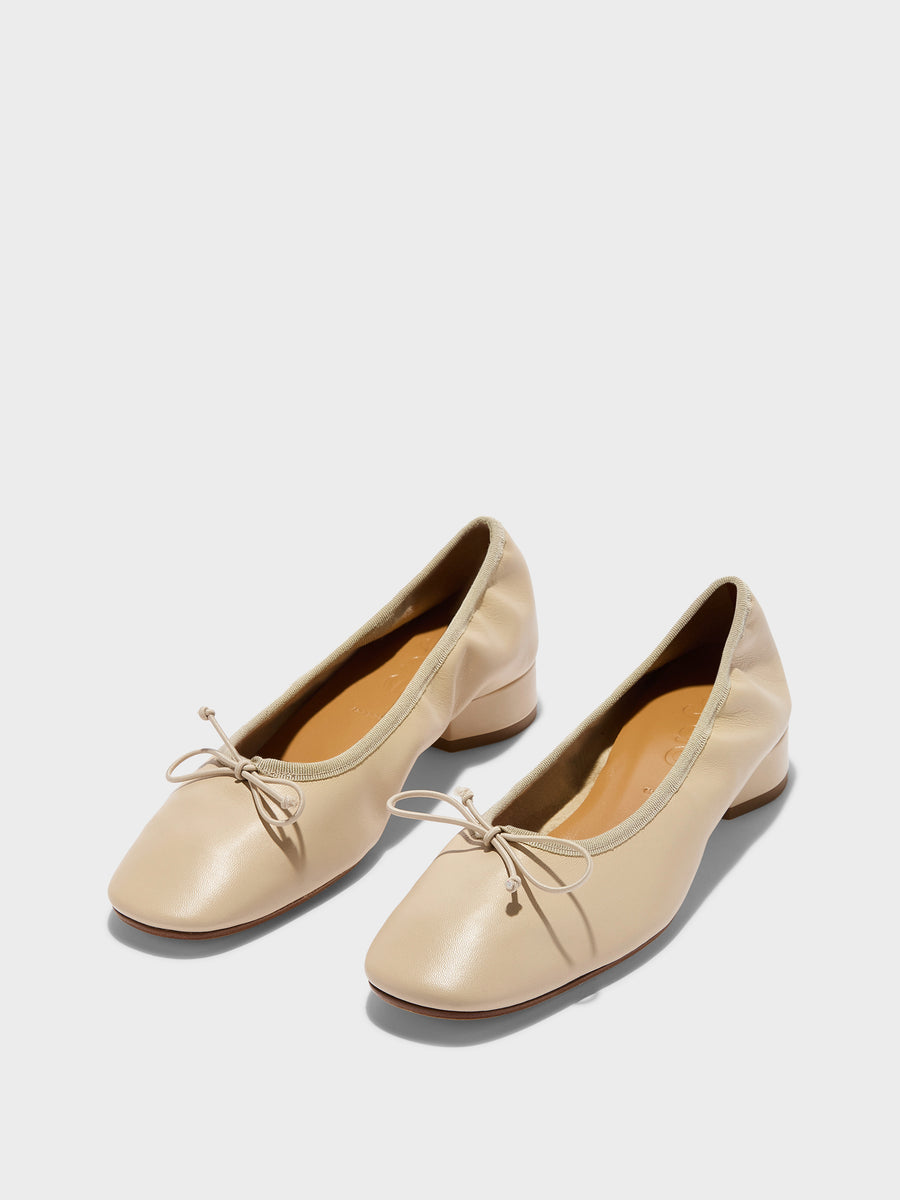 Aeyde | Onda Leather Flats for Women | Sand Nappa | Round Toe | Low Heel | Luxury Materials | Handmade in Italy