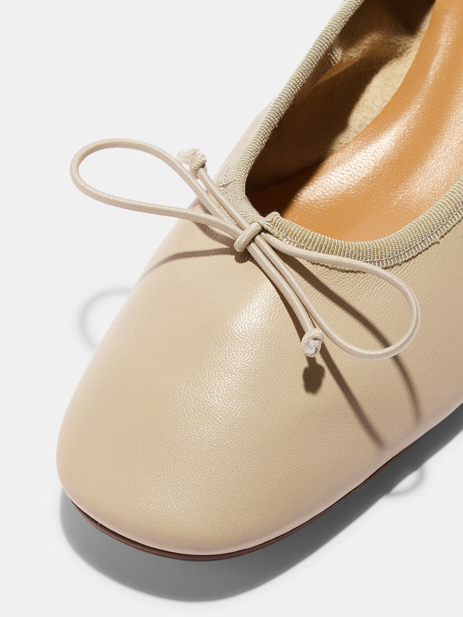 Aeyde | Onda Leather Flats for Women | Sand Nappa | Round Toe | Low Heel | Heel Details