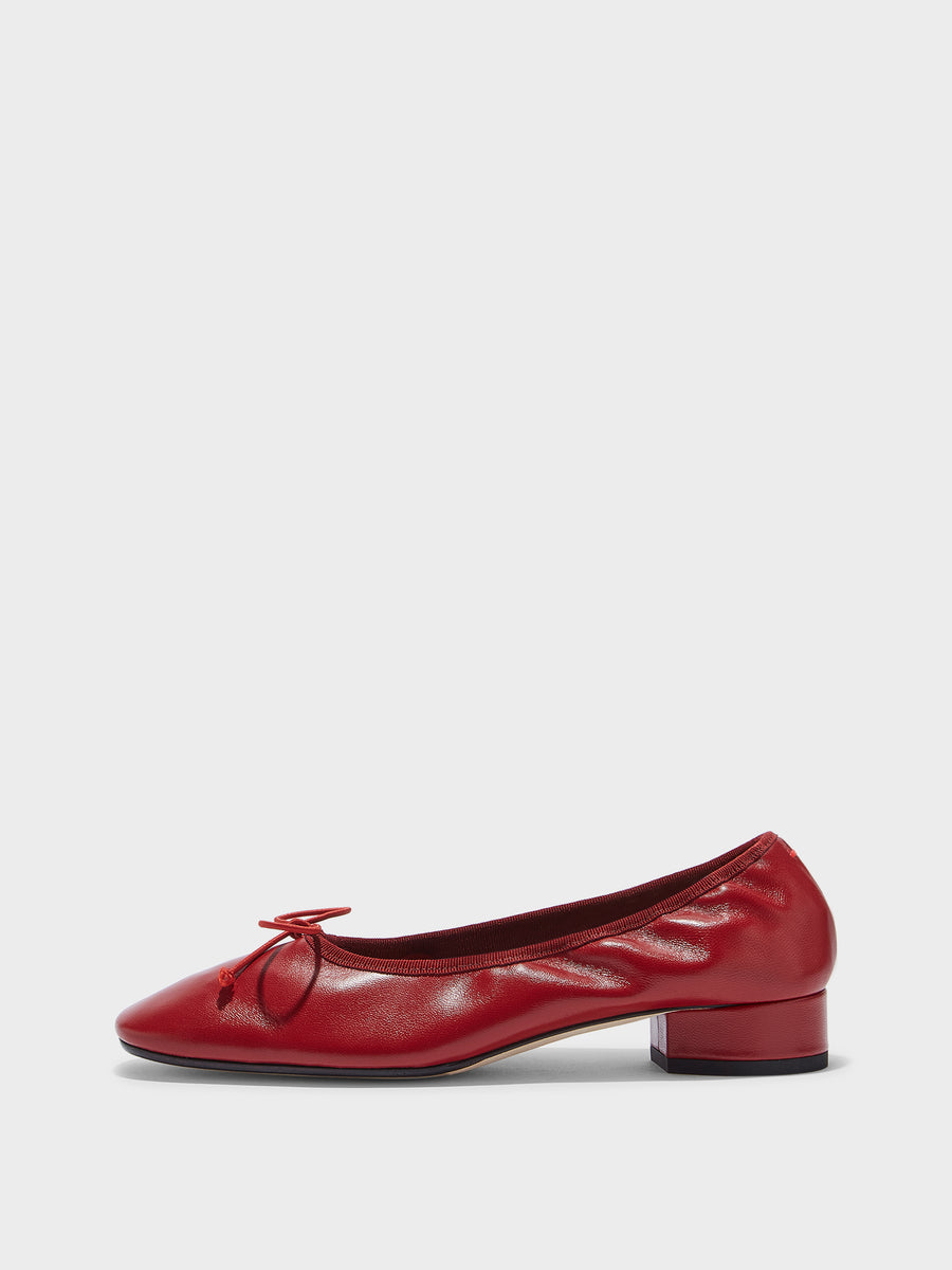 Aeyde | Onda Leather Flats for Women | Scarlet Nappa | Round Toe | Low Heel | Side View