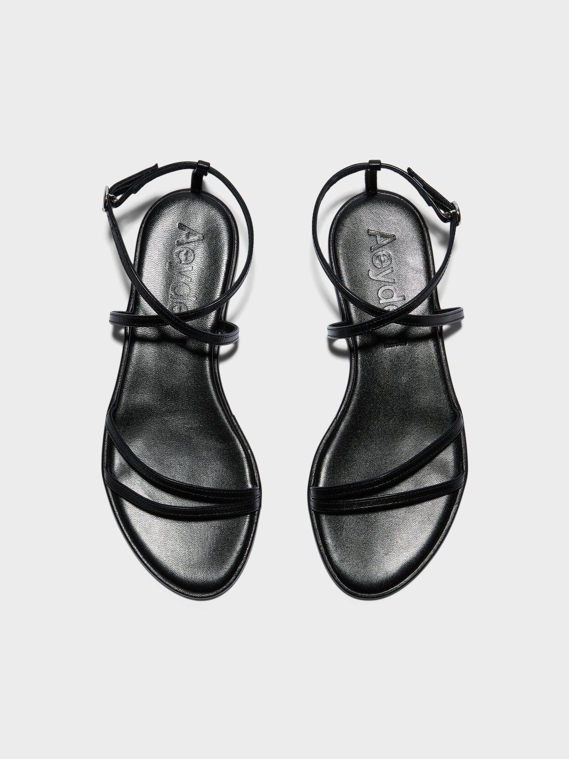 Aeyde | Rabea Leather Flat Sandals for Women | Black Nappa | Round Toe | Flat Heel | Front View