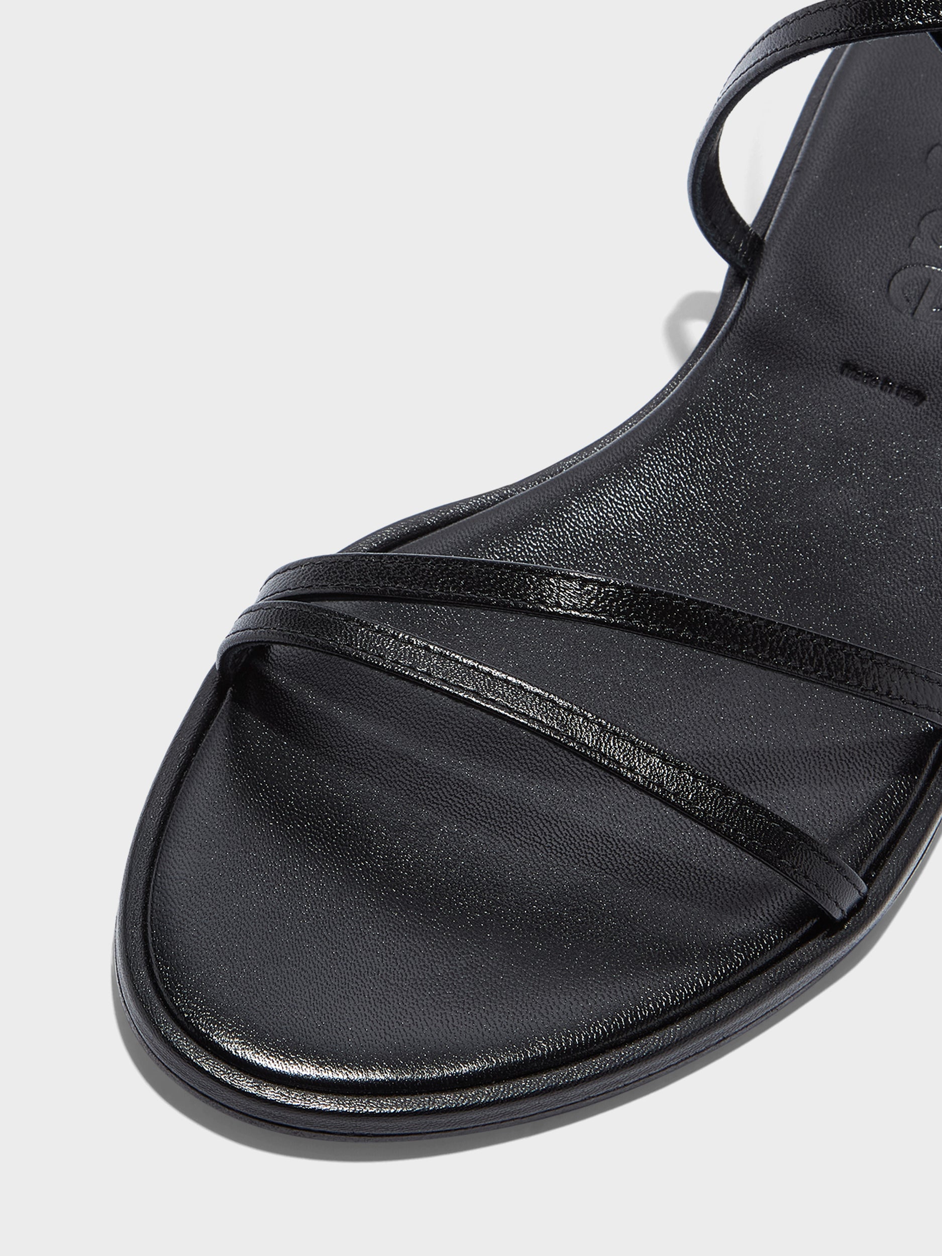 Aeyde | Rabea Leather Flat Sandals for Women | Black Nappa | Round Toe | Flat Heel | Heel Details