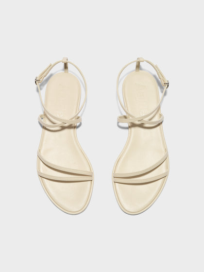 Aeyde | Rabea Leather Flat Sandals for Women | Creamy Nappa | Round Toe | Flat Heel | Front View
