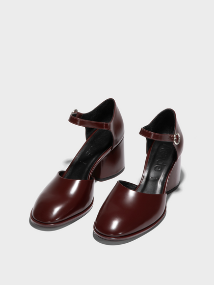 Aeyde | Rana Polido Pumps Leather Pumps for Women | Port Polido | Round Toe | Mid Heel | Luxury Materials | Handmade in Italy