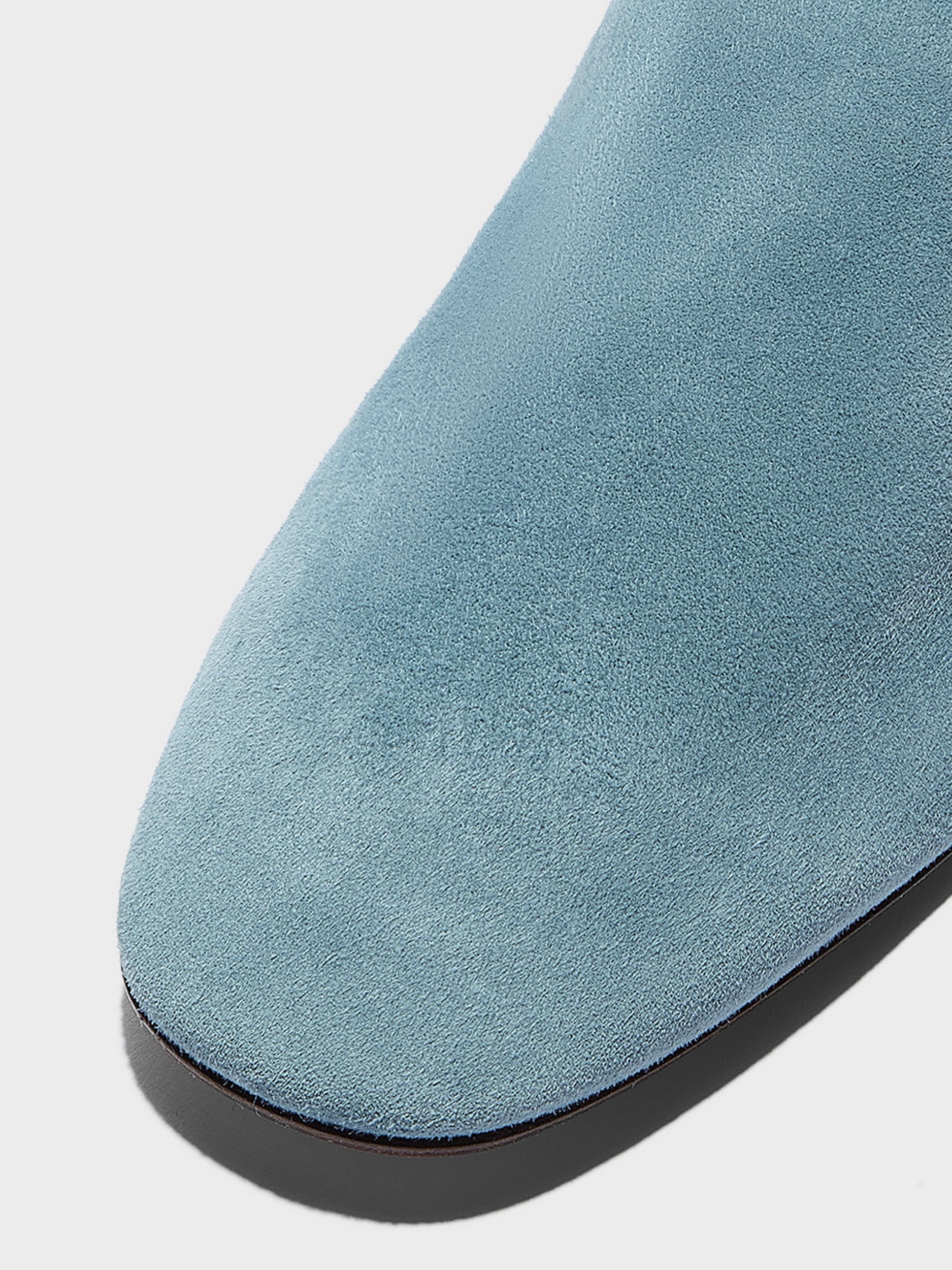 Aeyde | Rega Leather House Slippers for Women | Glass Suede | Round Toe | Flat Heel | Heel Details