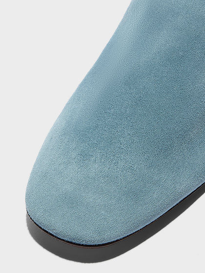 Aeyde | Rega Leather House Slippers for Women | Glass Suede | Round Toe | Flat Heel | Heel Details