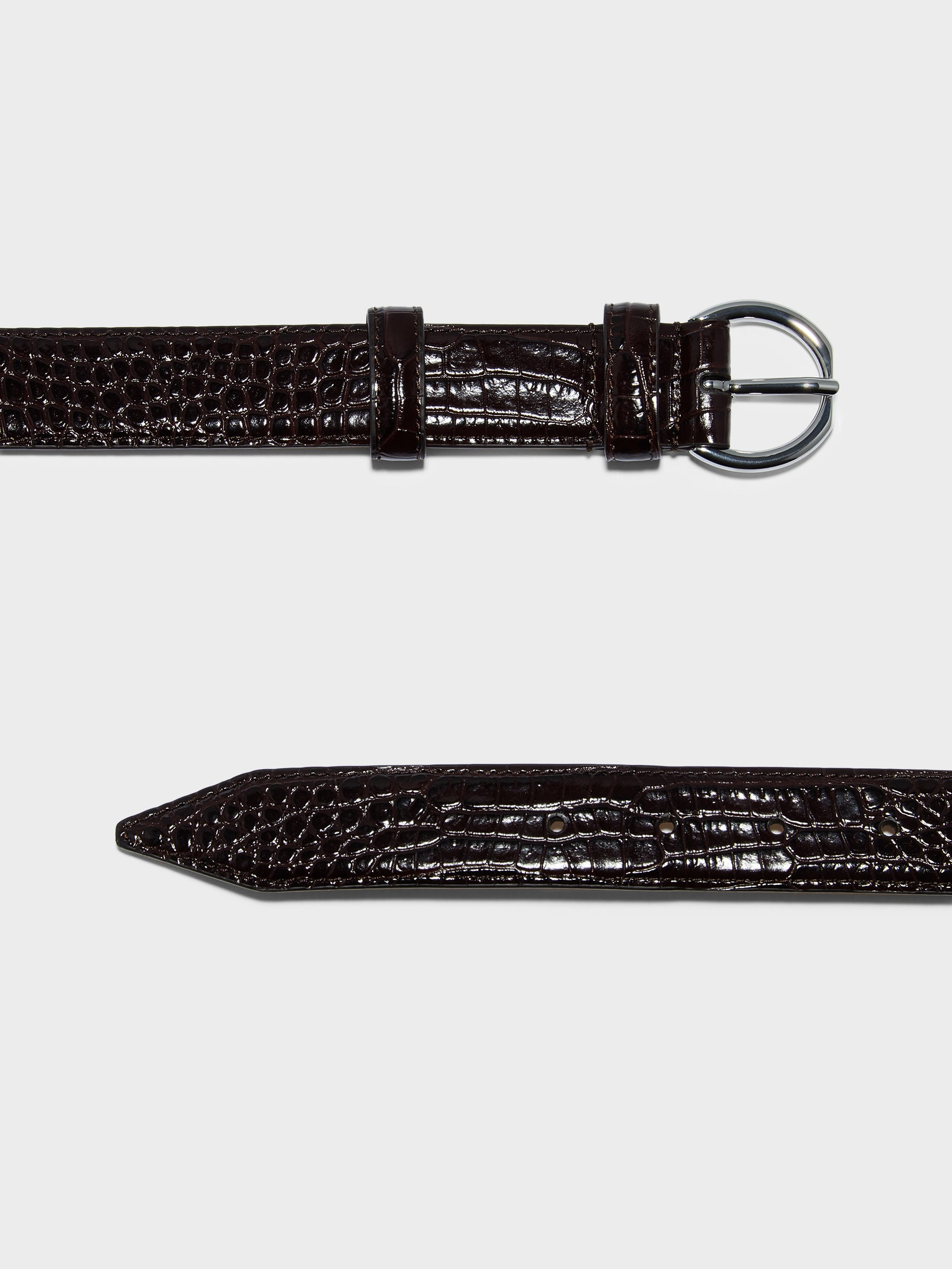 Aeyde | Remi Leather Belt Leather Belt for Women | Moka/Silver Croc | Luxury Materials | Handmade in Italy | Material Details