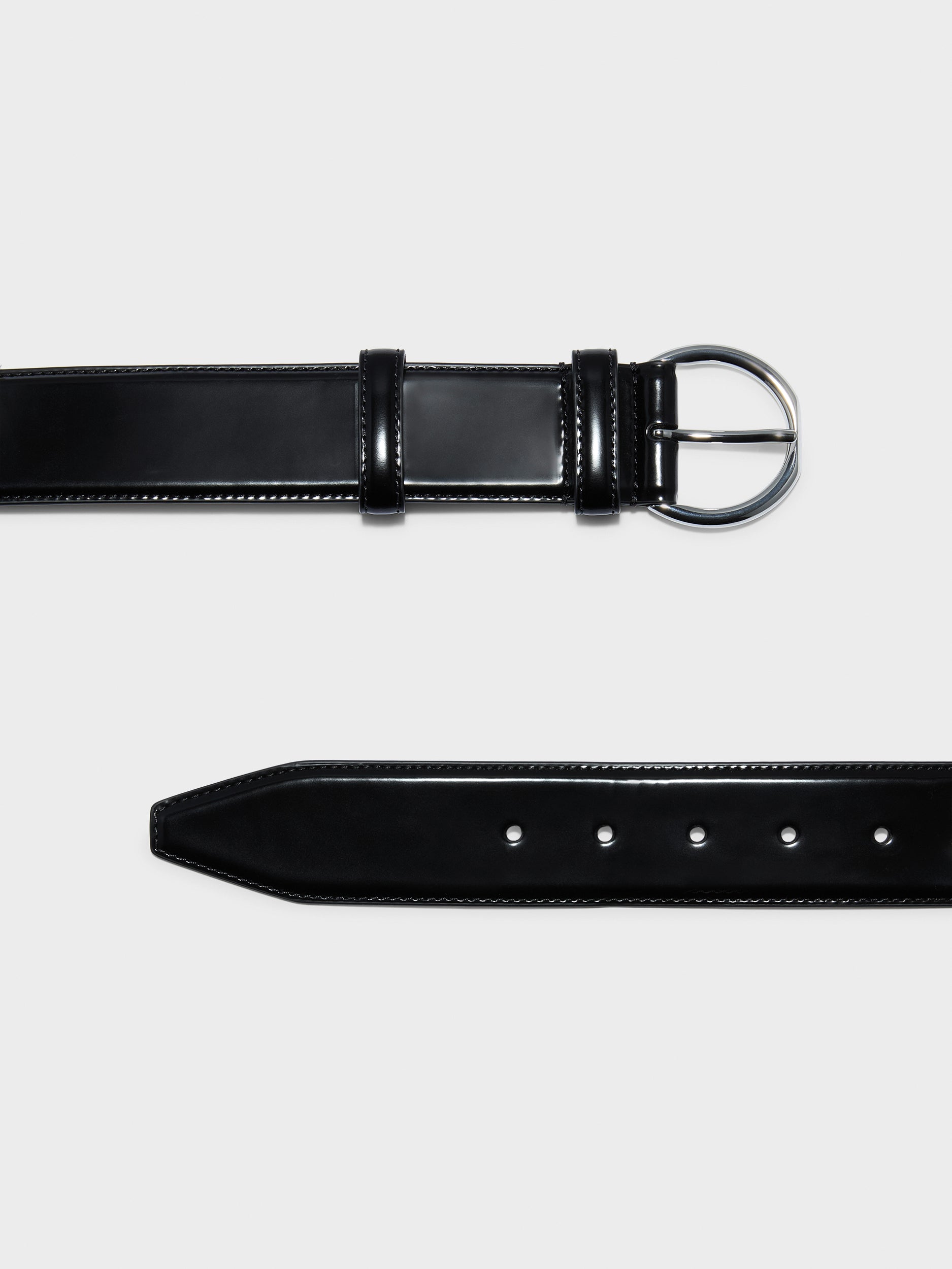 Aeyde | Rene Leather Belt for Women | Black/Silver Polido | Luxury Materials | Handmade in Italy | Material Details
