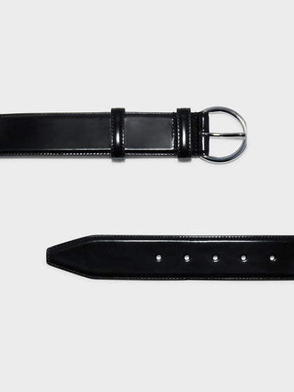 Aeyde | Rene Leather Belt for Women | Black/Silver Polido | Luxury Materials | Handmade in Italy | Material Details