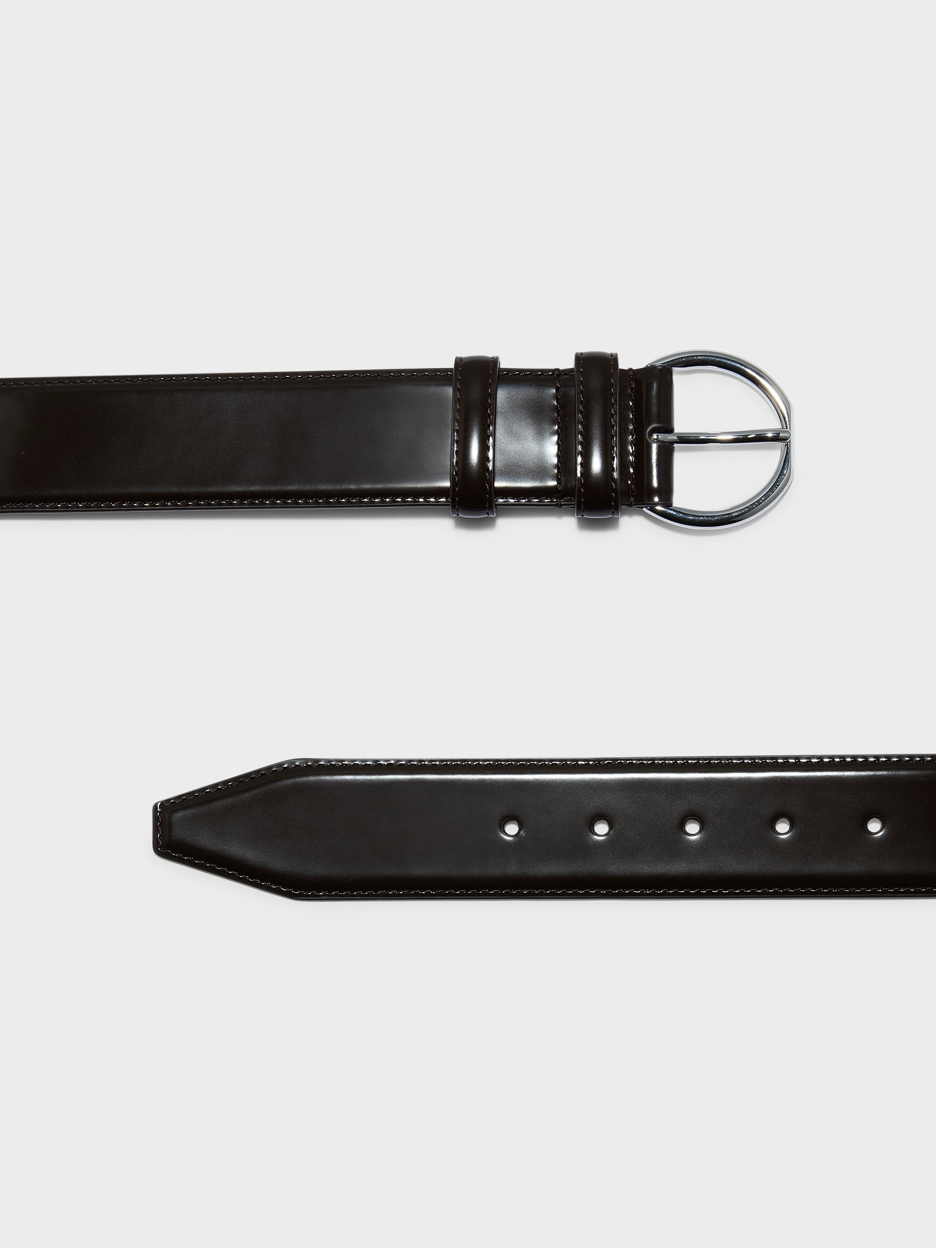 Aeyde | Rene Leather Belt for Women | Moka/Silver Polido | Luxury Materials | Handmade in Italy | Material Details