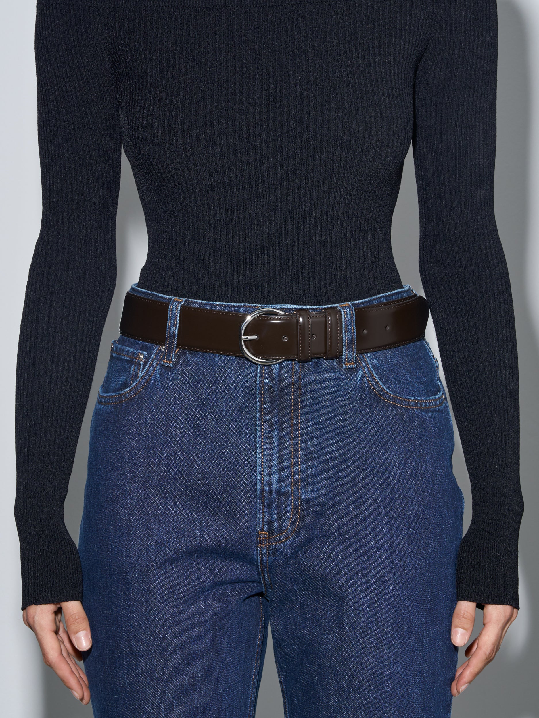 Aeyde | Rene Leather Belt for Women | Moka/Silver Polido | Luxury Materials | Handmade in Italy | How to Style