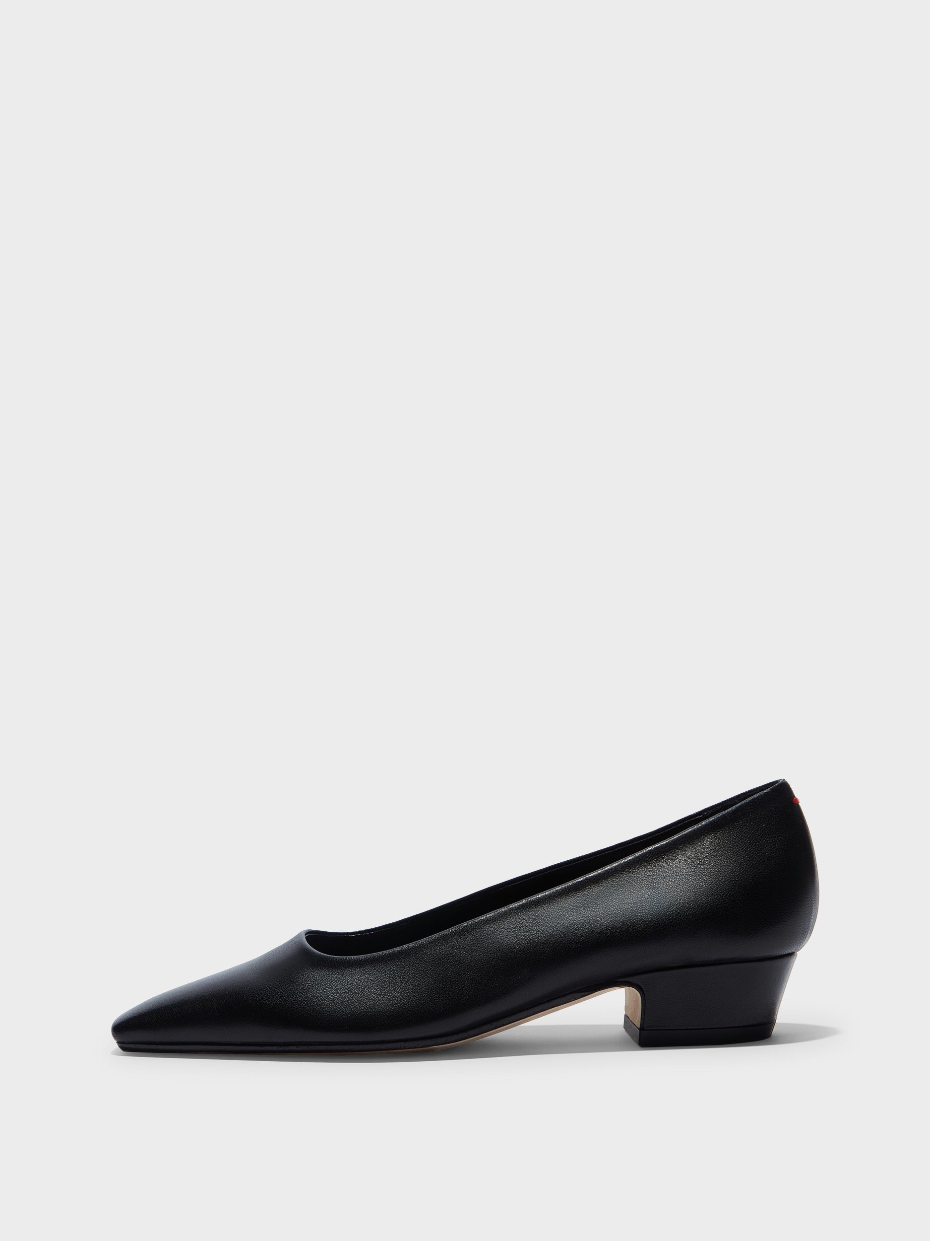 Aeyde | Rory Leather Pumps for Women | Black Nappa | Square Toe | Mid Heel | Side View