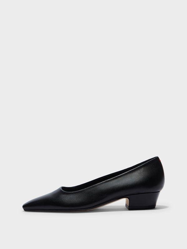 Aeyde | Rory Leather Pumps for Women | Black Nappa | Square Toe | Mid Heel | Side View