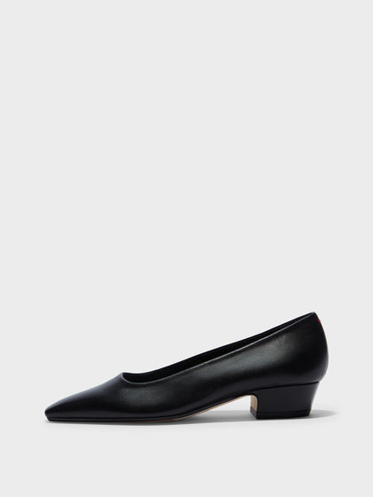 Aeyde | Rory Leather Pumps for Women | Black Nappa | Square Toe | Mid Heel | Side View