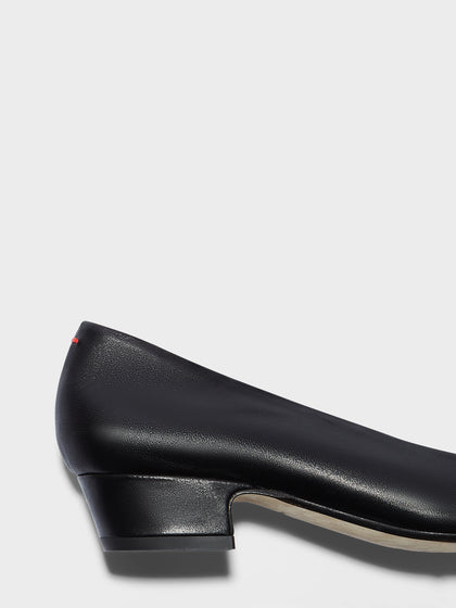 Aeyde | Rory Leather Pumps for Women | Black Nappa | Square Toe | Mid Heel | Heel Details