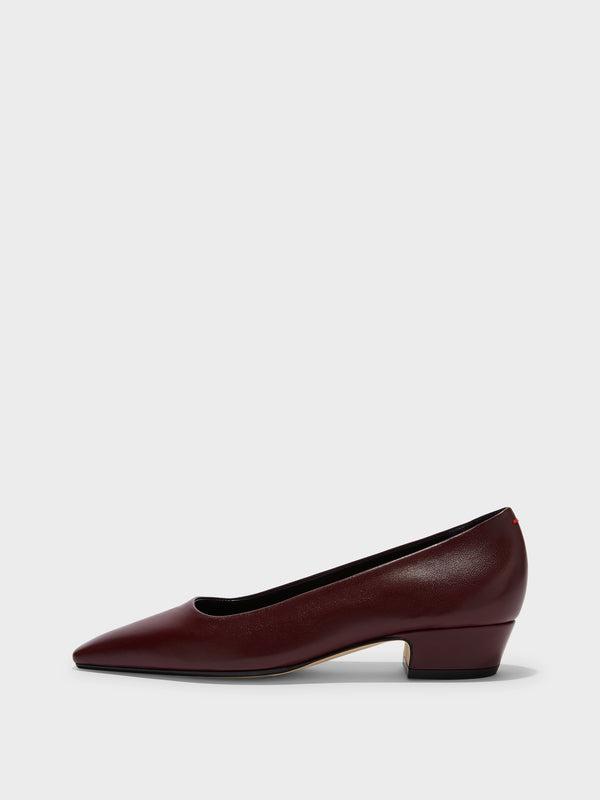 Aeyde | Rory Leather Pumps for Women | Port Nappa | Square Toe | Mid Heel | Side View