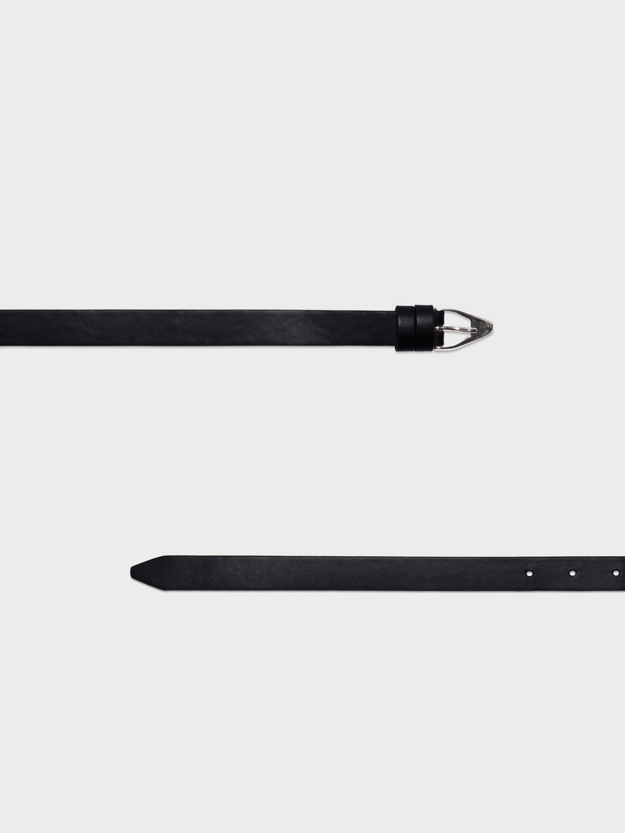 Aeyde | Rotem Leather Belt for Women | Black/Silver  | Luxury Materials | Handmade in Italy | Material Details