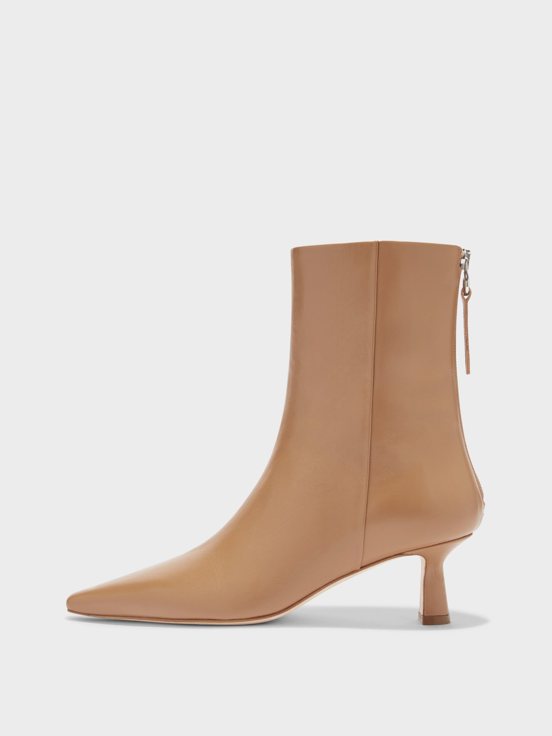 Aeyde | Rowan Leather Ankle Boots for Women | Hazelnut Calf | Pointed Toe | Mid Heel | Side View