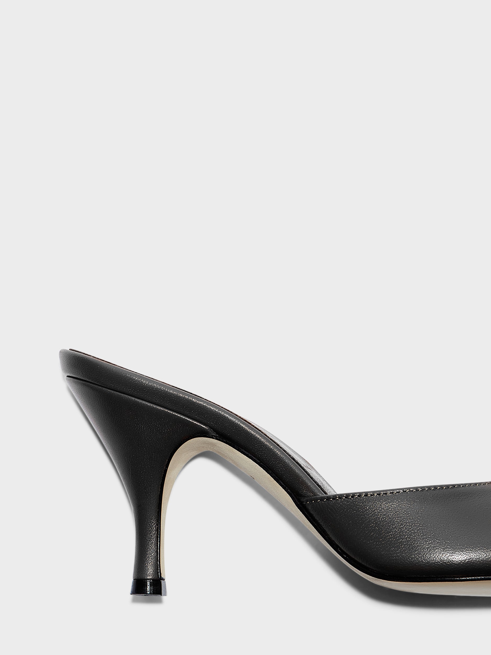 Aeyde | Samia Leather Heeled Sandals for Women | Black Nappa | Round Toe | High Heel | Heel Details