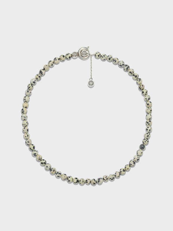 Aeyde | Saylor Diaspro Dalmata and Palladium-Plated Necklace for Women | Luxury Materials | Handmade in Italy