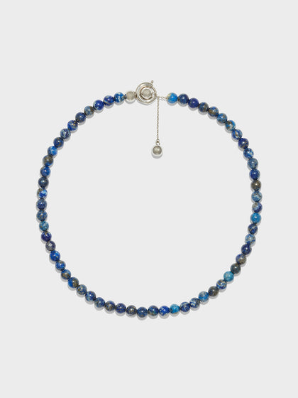 Aeyde | Saylor Lapis and Palladium-Plated Necklace for Women | Luxury Materials | Handmade in Italy | How to Style