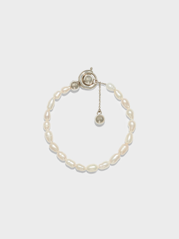 Aeyde | Seth Pearl and Palladium-Plated Bracelet for Women | Luxury Materials | Handmade in Italy [x=50,y=50]