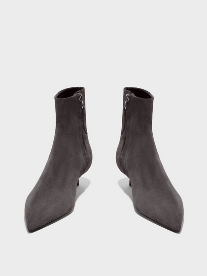Aeyde | Sofie Suede Ankle Boots Leather Ankle Boots for Women | Taupe Suede | Pointed Toe | Low Heel | Heel Details