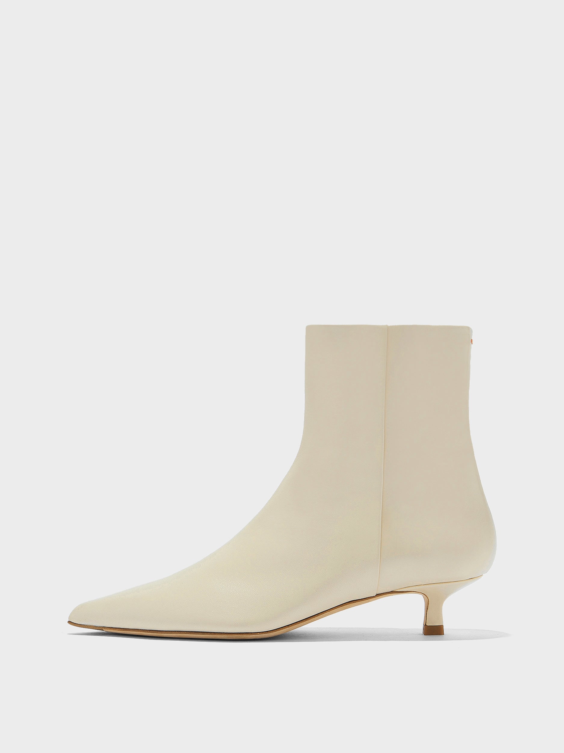 Aeyde | Sofie Leather Ankle Boots for Women | Creamy Nappa | Pointed Toe | Low Heel | Side View