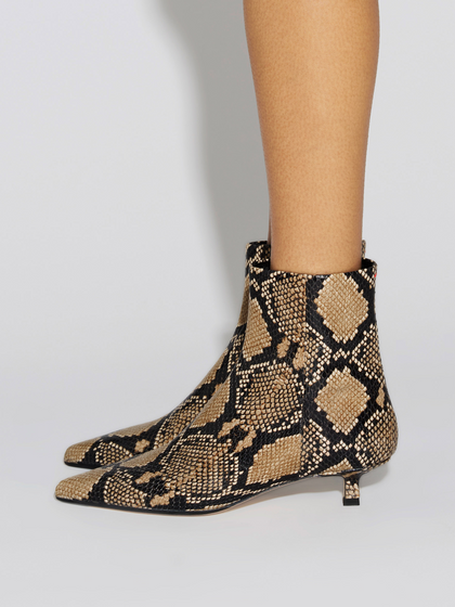 Aeyde | Sofie Leather Ankle Boots Leather Ankle Boots for Women | Hazelnut Snake | Pointed Toe | Low Heel | How to Style