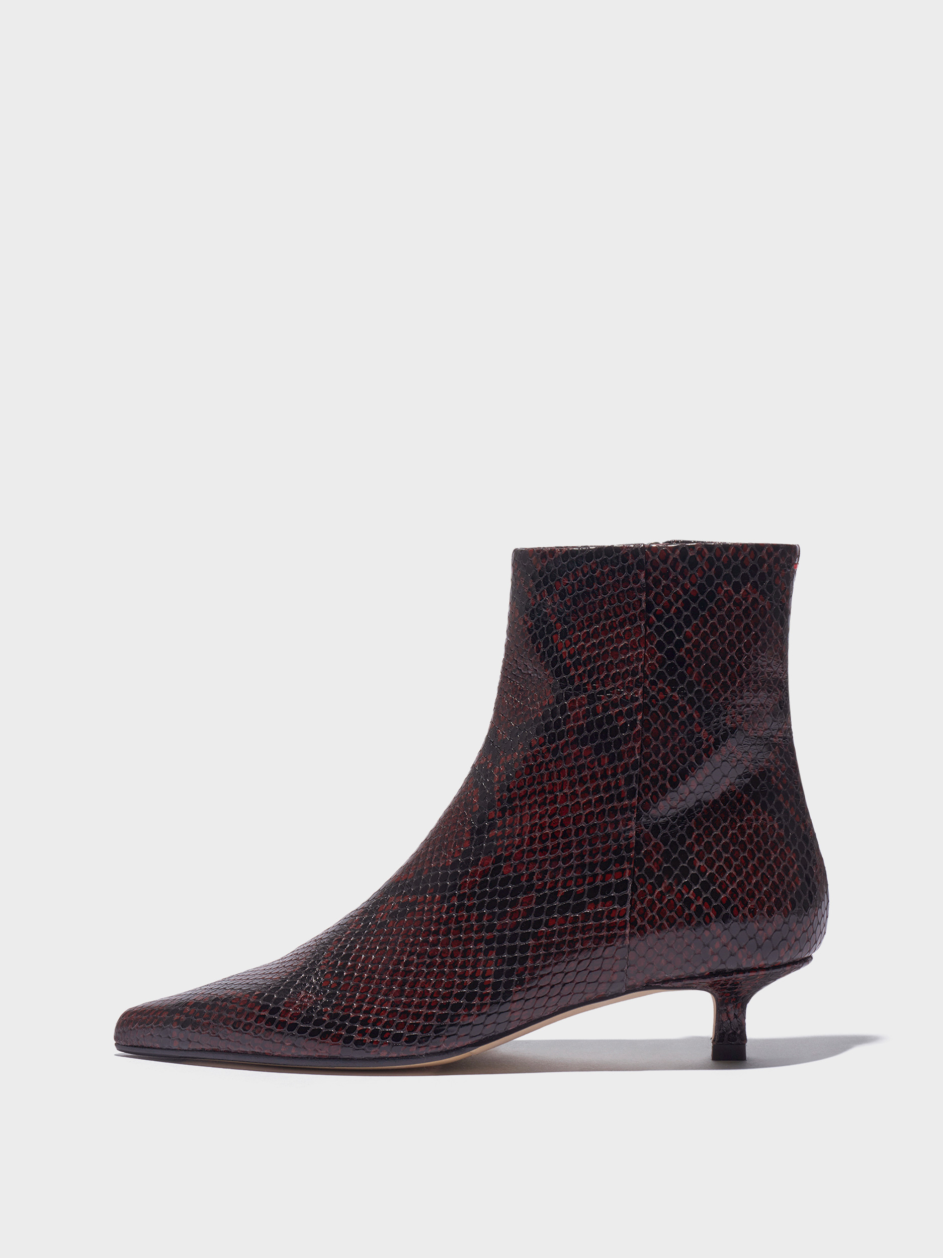 Aeyde | Sofie Leather Ankle Boots Leather Ankle Boots for Women | Port Snake | Pointed Toe | Low Heel | Side View