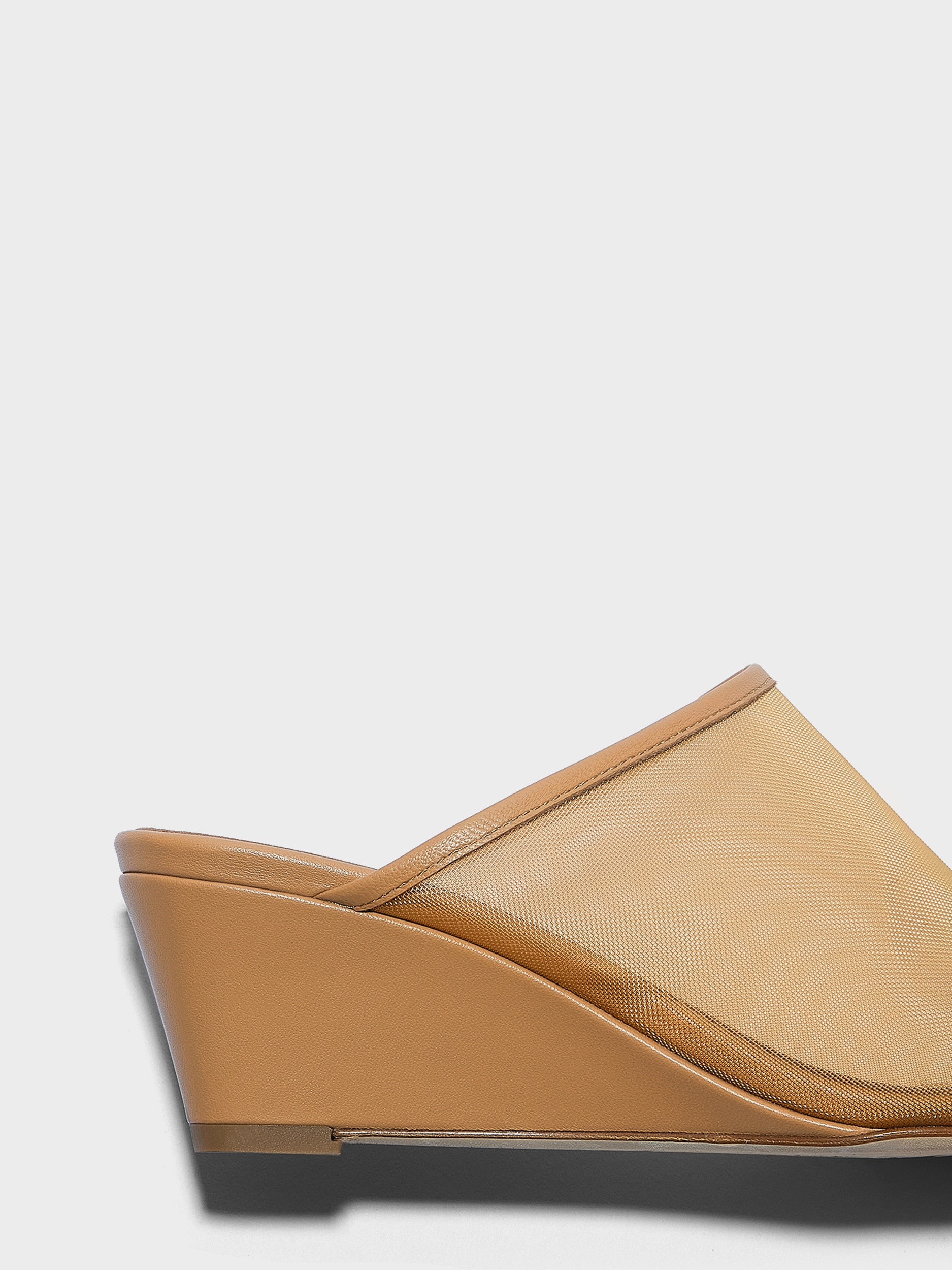 Aeyde | Suzanne Leather Heeled Sandals for Women | Hazelnut Mesh/Nappa | Round Toe | Mid Heel | Heel Details