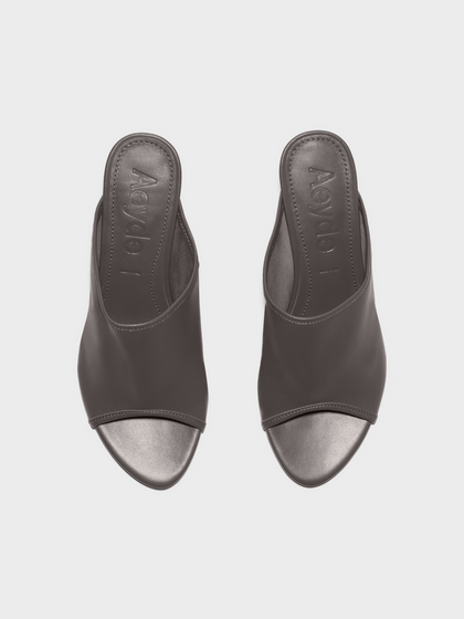 Aeyde | Suzanne Wedge Sandal Leather Heeled Sandals for Women | Taupe Nappa | Round Toe | Mid Heel | Luxury Materials | Handmade in Italy