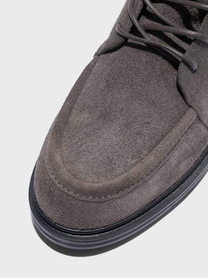 Aeyde | Tate Suede Lace-Up Ankle Boots Leather Ankle Boots for Women | Taupe Suede | Round Toe | Mid Heel | Heel Details