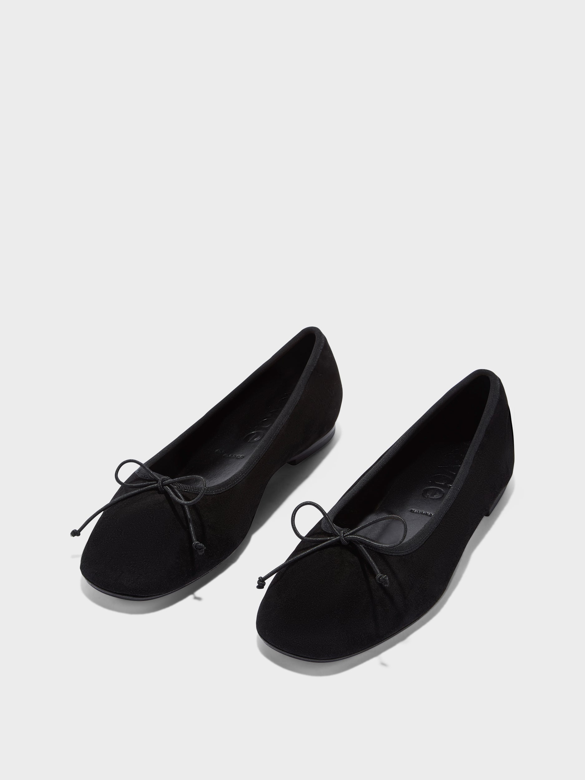 Aeyde | Tiby Leather Flats for Women | Black Suede | Round Toe | Flat Heel | Luxury Materials | Handmade in Italy