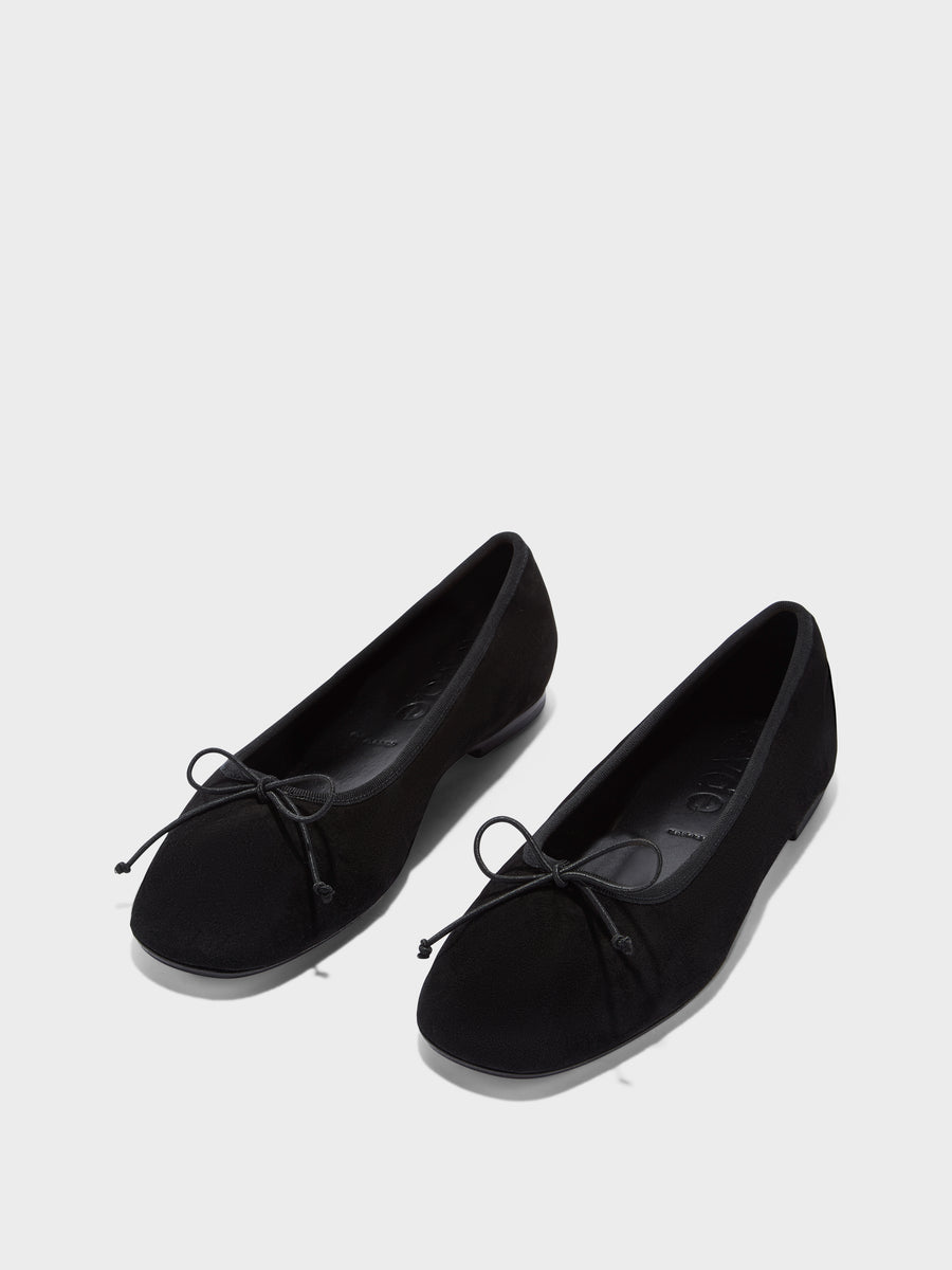 Aeyde | Tiby Leather Flats for Women | Black Suede | Round Toe | Flat Heel | Luxury Materials | Handmade in Italy