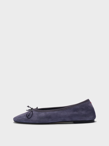 Aeyde | Tiby Suede Ballet Flats Leather Flats for Women | Moss Suede | Round Toe | Flat Heel | Side View