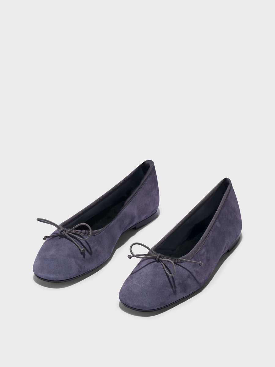 Aeyde | Tiby Suede Ballet Flats Leather Flats for Women | Dusty Purple Suede | Round Toe | Flat Heel | Luxury Materials | Handmade in Italy