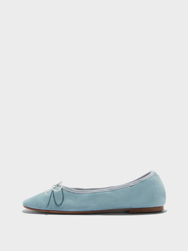 Aeyde | Tiby Leather Flats for Women | Glass Suede | Round Toe | Flat Heel | Side View