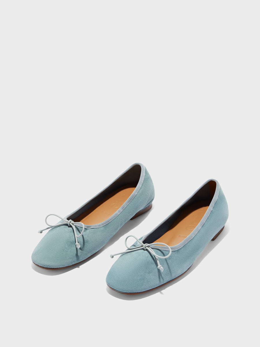 Aeyde | Tiby Leather Flats for Women | Glass Suede | Round Toe | Flat Heel | Luxury Materials | Handmade in Italy