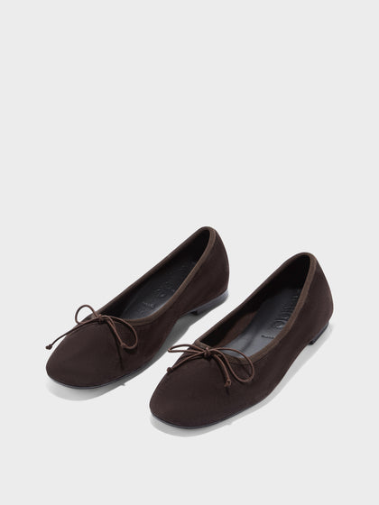 Aeyde | Tiby Leather Flats for Women | Moka Suede | Round Toe | Flat Heel | Luxury Materials | Handmade in Italy