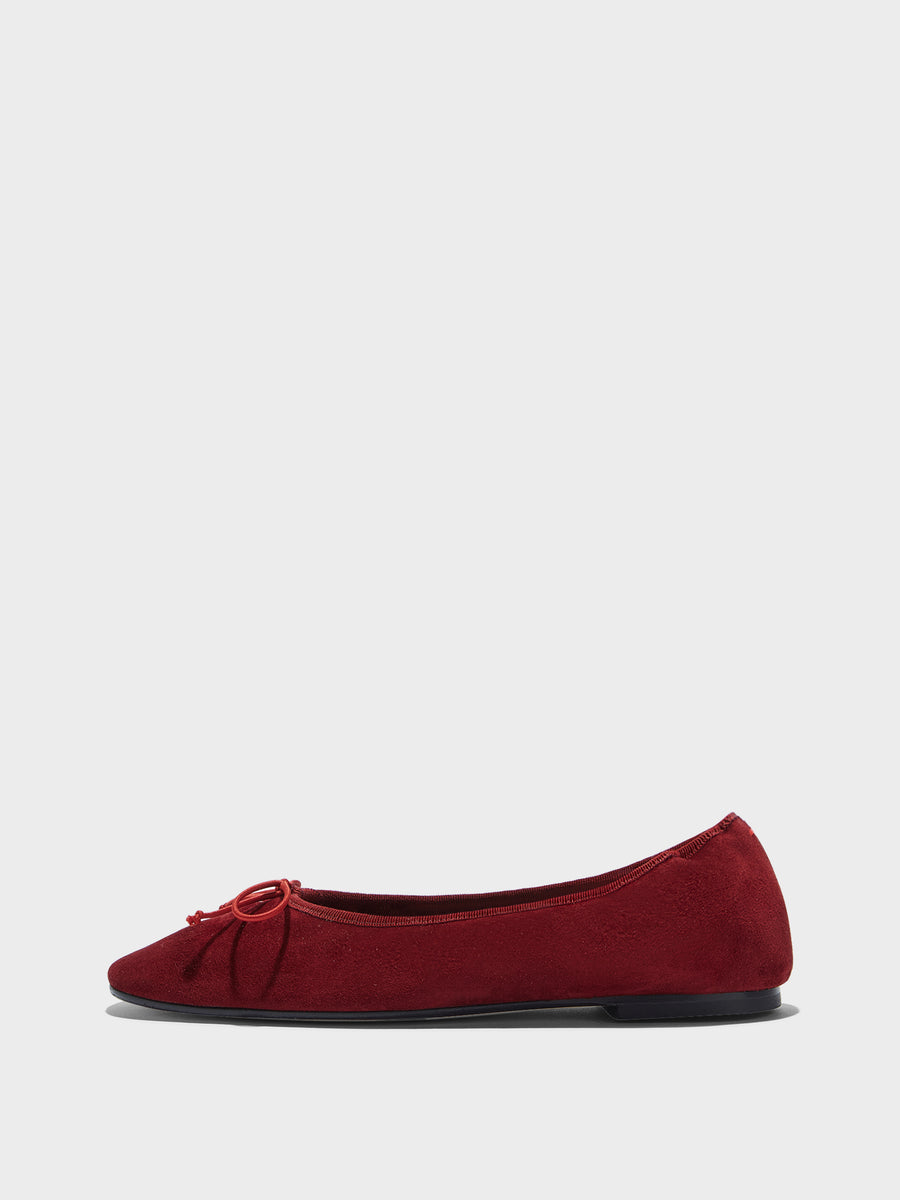 Aeyde | Tiby Leather Flats for Women | Scarlet Suede | Round Toe | Flat Heel | Side View