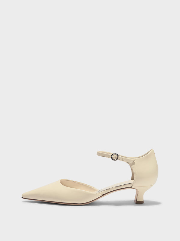 Aeyde | Tillie Leather Pumps for Women | Creamy Nappa | Pointed Toe | Mid Heel | Side View