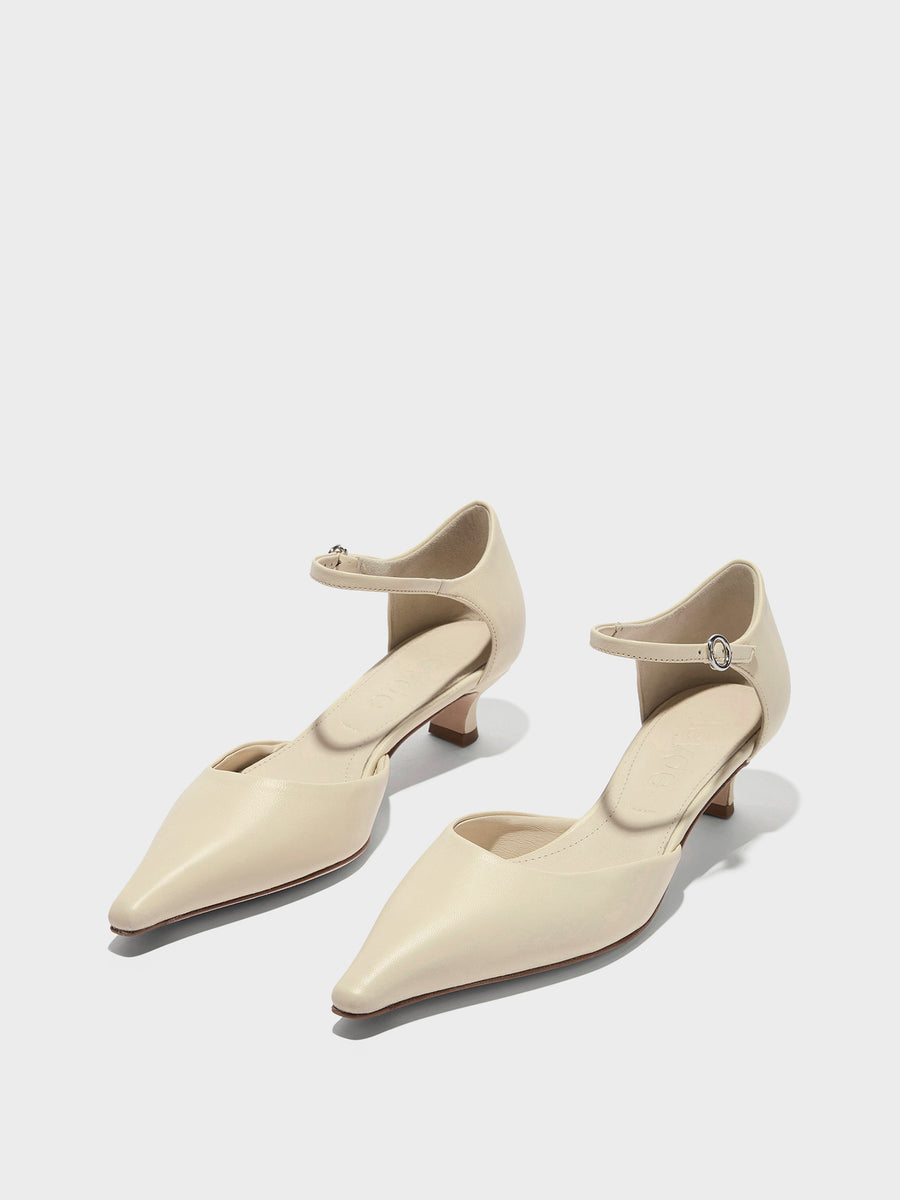 Aeyde | Tillie Leather Pumps for Women | Creamy Nappa | Pointed Toe | Mid Heel | Luxury Materials | Handmade in Italy